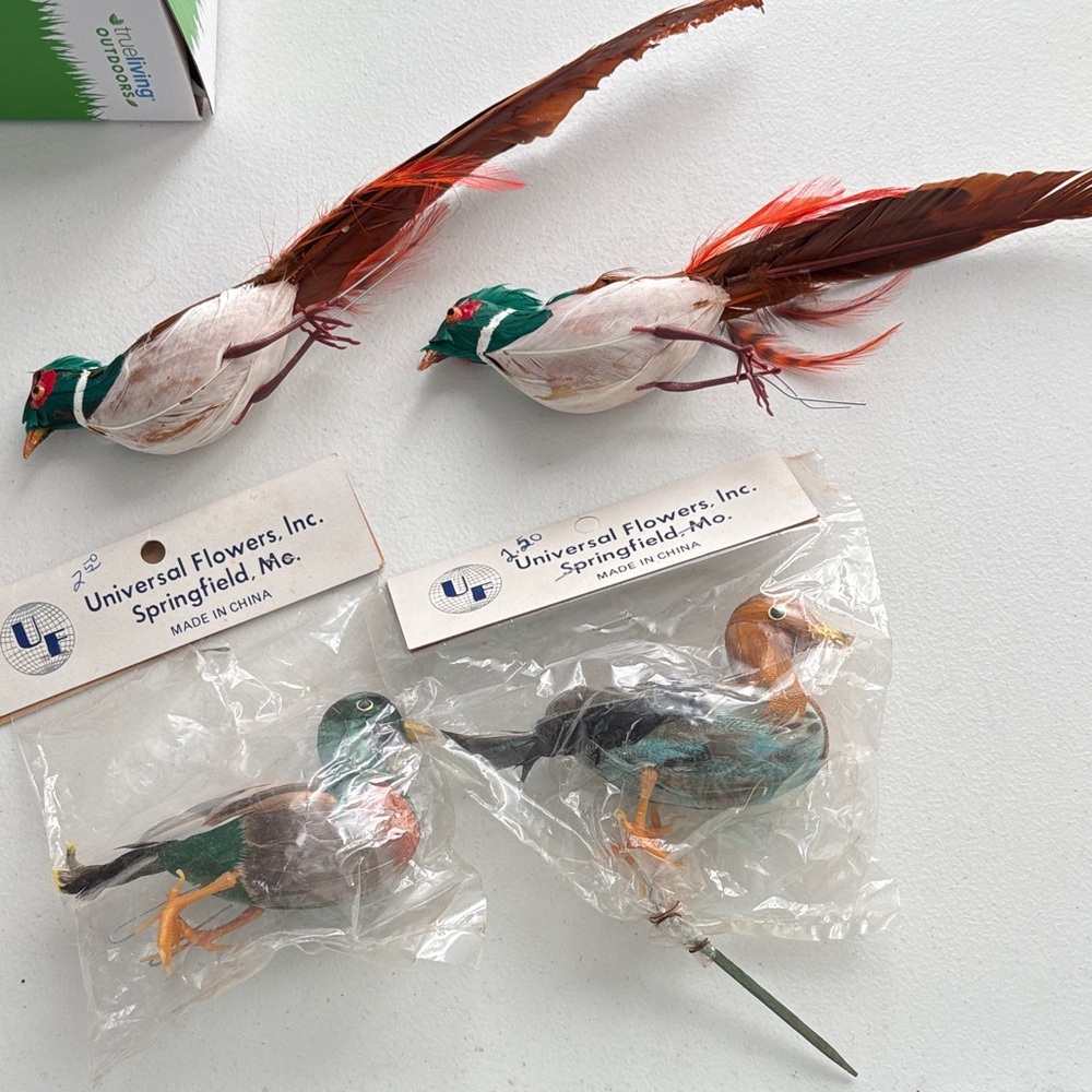 Decorative Bird Set - Red and Green